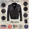 Hot Leathers men's black leather motorcycle jacket with vented design, premium USA-made leather and classic style.