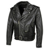 Black men's leather motorcycle jacket by Hot Leathers, "The Dean" USA made men's jacket with classic throwback style and premium craftsmanship.