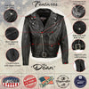 Men's Black Leather Motorcycle Jacket by Hot Leathers, The Dean style, premium USA-made leather with classic throwback design.