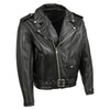 Black men's motorcycle jacket from Hot Leathers, "The Dean" USA-made premium leather throwback jacket with classic design.