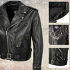 Hot Leathers men's black leather motorcycle jacket, 'The Dean,' USA made, premium throwback design, with classic style and rugged look