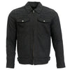 Men's black denim armored shirt jacket by Hot Leathers, featuring rugged design and protective armor details.