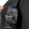 Men's black denim armored shirt jacket by Hot Leathers, featuring durable fabric and armored design for rugged style.