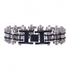 Double wide silver and black motorcycle chain bracelet from Hot Leathers, featuring bold, rugged accessory style.