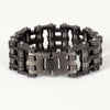 Hot Leathers JWB4111 triple wide gun metal bracelet with metal detailing, designed as a stylish accessory for motorcycle enthusiasts.