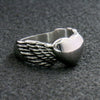 Hot Leathers Women's Silver Winged Heart stainless steel ring featuring intricate wing and heart design, accessory jewelry for women.