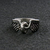 Hot Leathers Silver Wing Wheel stainless steel ring, a stylish accessory featuring detailed wing design on polished metal.