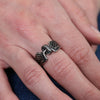 Hot Leathers Silver Wing Wheel stainless steel ring, a stylish accessory with detailed wing design and polished finish.