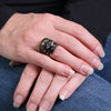 Hot Leathers sugar skull stainless steel ring featuring detailed skull design, perfect for accessories and biker fashion.