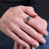 Hot Leathers Blue Eye Small Skull stainless steel ring, accessory with detailed skull design, perfect for edgy style.