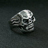 Hot Leathers men's stainless steel skull cigar ring, a bold accessory with detailed skull design and cigar motif.