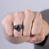 Hot Leathers Punisher Skull stainless steel ring for men, close-up showing detailed skull design and polished finish.