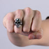 Hot Leathers men's stainless steel skull ring featuring a smooth finish, accessory jewelry with bold skull design