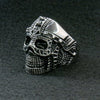 Hot Leathers Men's Cyborg Skull stainless steel ring, detailed accessory featuring a bold skull design in silver-tone metal.