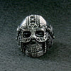 Hot Leathers Men's Cyborg Skull stainless steel ring, a bold accessory with detailed skull design, perfect for edgy style.