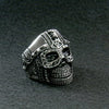 Hot Leathers Men's Cyborg Skull stainless steel ring, accessory with detailed skull design, perfect for motorcycle or biker fashion.