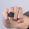 Hot Leathers Men's Cyborg Skull stainless steel ring, featuring detailed skull design, perfect for biker accessories and edgy style.