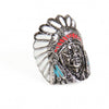 Hot Leathers men's painted Indian chief stainless steel ring, detailed accessory with colorful Indian chief design.