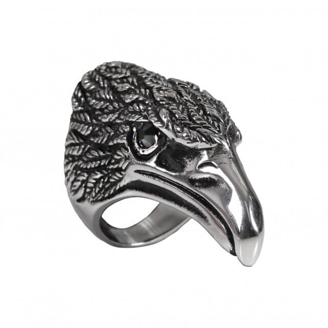 Hot Leathers men's stainless steel Eagle Head ring, rugged accessory with detailed eagle design for stylish men.