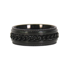 Hot Leathers JWR2145 Men's Black 'Cuban Link' Stainless Steel Ring