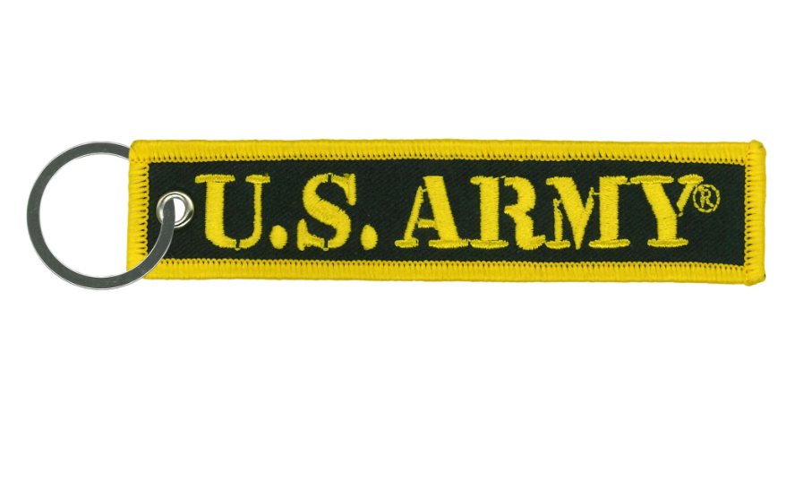 Hot Leathers US Army defend freedom key chain with 1x5 inch design, military-inspired key chain featuring the KC FOB US ARMY logo.
