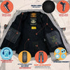 Milwaukee Leather women’s plaid flannel biker shirt with reinforced Kevlar inside and CE-approved armor for protection.