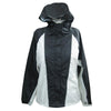 Milwaukee Leather NexGen Ladies SH2333 beige and black waterproof rain suit with hood, designed for outdoor protection.
