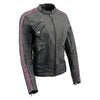 Milwaukee Leather women's black and purple crinkled arm lightweight racer jacket, stylish design and slim fit.