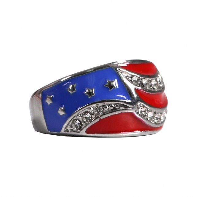 Hot Leathers ladies flag biker stainless steel ring, stylish accessory featuring a flag design, perfect for motorcycle enthusiasts.