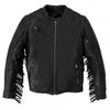 Hot Leathers JKL1028 Ladies Black Studs and Fringe Leather Jacket with Deep Utility Pockets