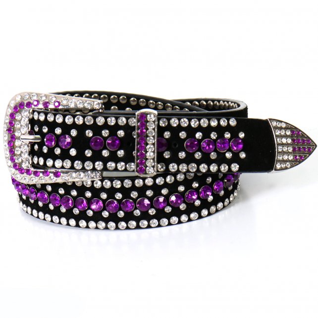 Hot Leathers BLA1082 Ladies Purple Rhinestone Leather Belt 