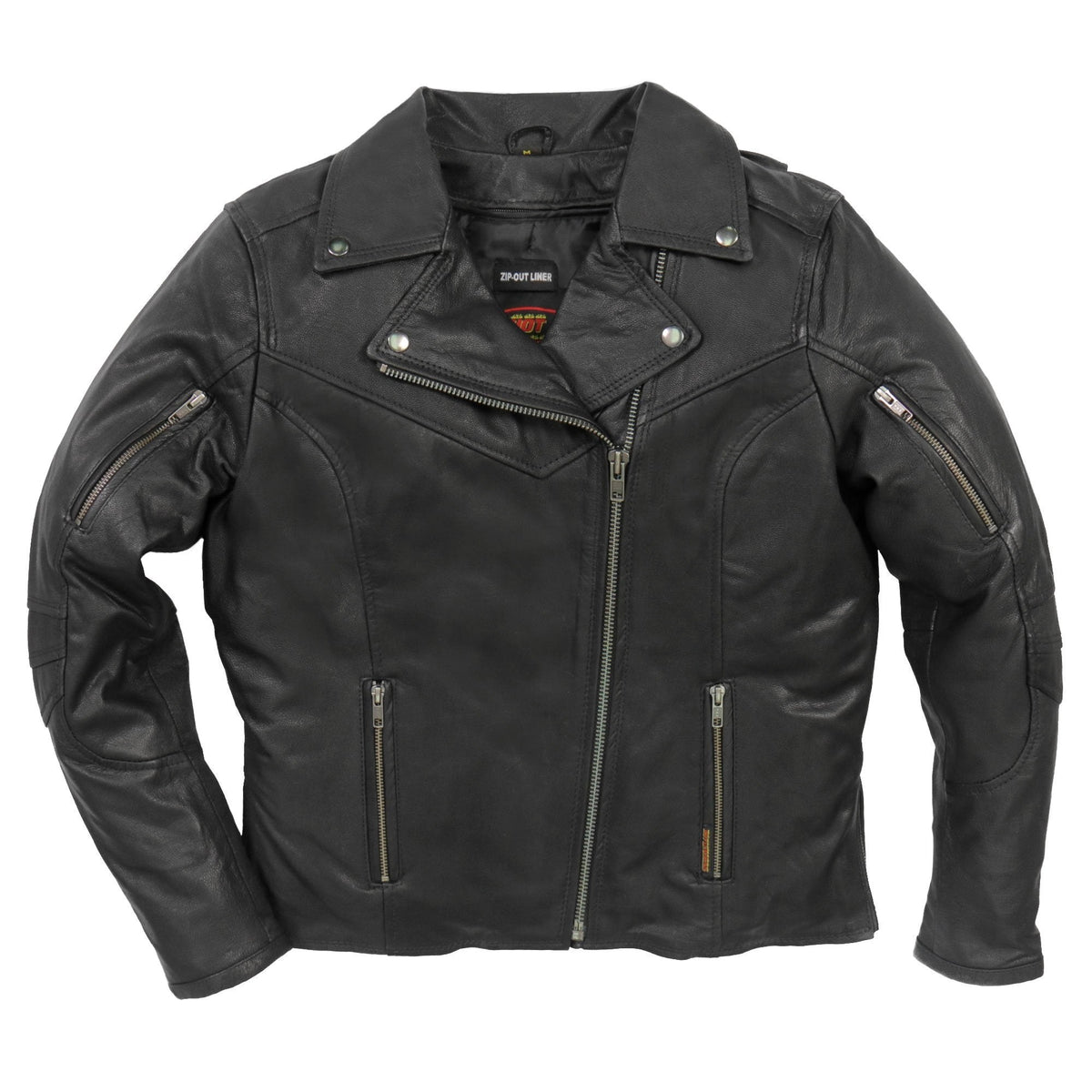 Hot Leathers JKL1029 Ladies Leather Jacket with Deep Utility Pockets, Vents and Side Zippers