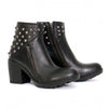 Black Hot Leathers ladies' 5-inch studded ankle leather boots with side zippers, featuring decorative metal studs and stylish design.