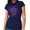 Hot Leathers Ladies black sugar skull bling T-shirt for women, featuring bold skull design and sparkling embellishments.
