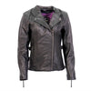 Hot Leathers women's black leather jacket with vented side snaps, stylish and fitted for a sleek look.