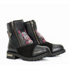 Black Hot Leathers ladies' leather boots with double zippers, skull design, cap toe, and stylish Western-inspired look.