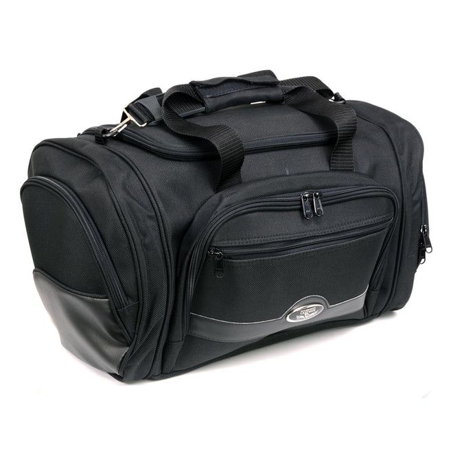 Milwaukee Leather MP8117 large black textile motorcycle duffle-style roll bag with sturdy straps and spacious design for bikers.