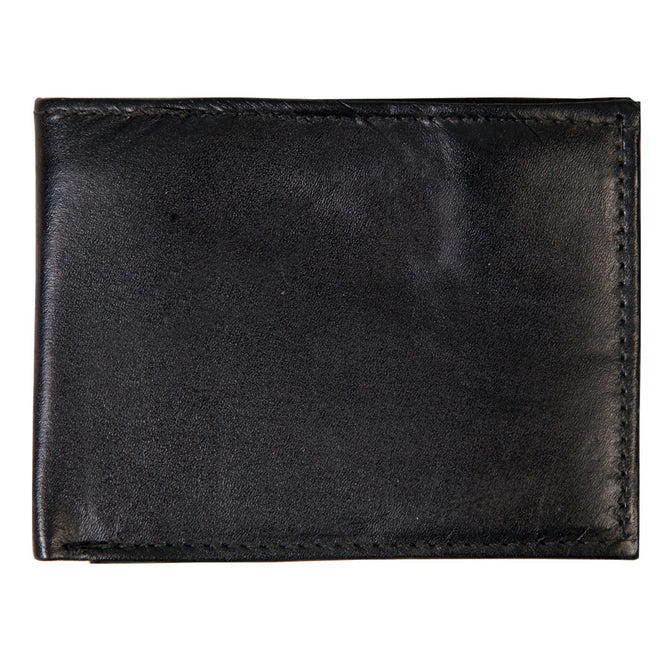Black leather bi-fold wallet from Hot Leathers with chain attachment, showcasing a sleek and durable design.