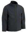 Milwaukee Leather Kids black waterproof lightweight soft shell jacket with hood and zip closure, suitable for outdoor wear.