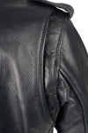 Milwaukee Leather women's black leather police-style jacket with side laces, classic design and tailored fit.