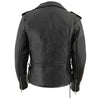 Milwaukee Leather women's black leather police style jacket with side laces, classic design, and tailored fit.