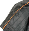 Milwaukee Leather women's black leather police style jacket with side laces, featuring a classic design and front zipper detail.