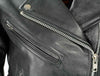 Milwaukee Leather women's black leather police style jacket with side laces, classic design, and front pockets.