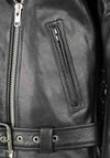 Milwaukee Leather women's black leather police style jacket with side laces, featuring a classic design and front pockets.