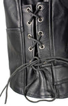 Milwaukee Leather women's black leather police style jacket with side laces, classic design, and front zipper.