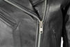 Milwaukee Leather women's black leather police style jacket with side laces, classic design and zip closure.