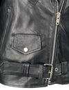 Milwaukee Leather women's black police style leather jacket with classic design, featuring lapels and silver hardware.