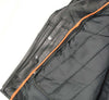 Milwaukee Leather women's black police style leather jacket, classic design with lapel collar and zippered pockets, front view.