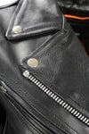 Milwaukee Leather women's black classic police style leather jacket with zip front and tailored fit.