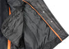 Milwaukee Leather women's black police-style leather jacket with zip front and classic design, shown on a hanger.